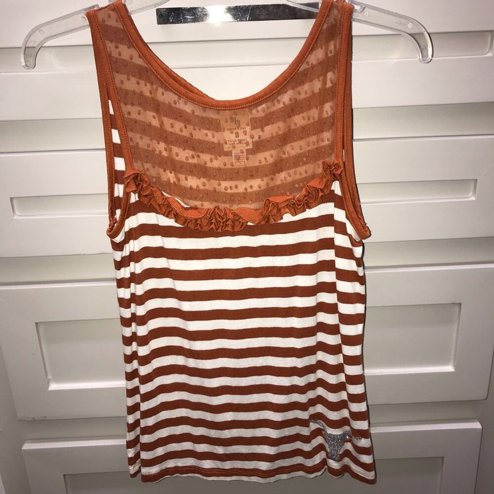 Meesh & Mia Texas UT Team Striped Mesh Yoke Tank - Picture 2 of 5